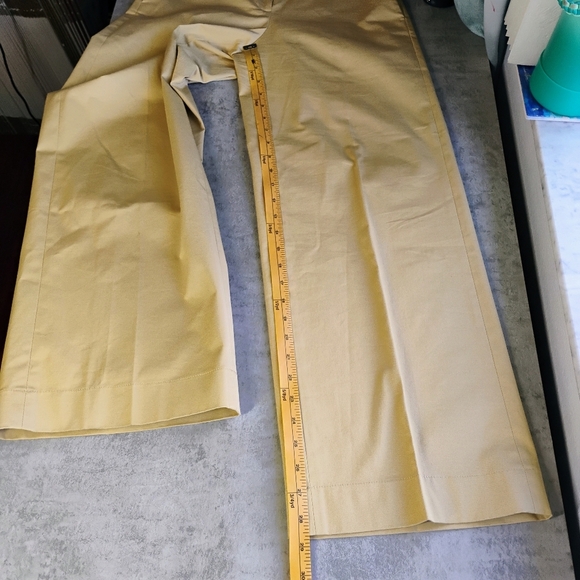 Theory Wide Leg Trouser Pants Womens 2 Khaki Beige Career Office Work Cotton - Picture 11 of 14